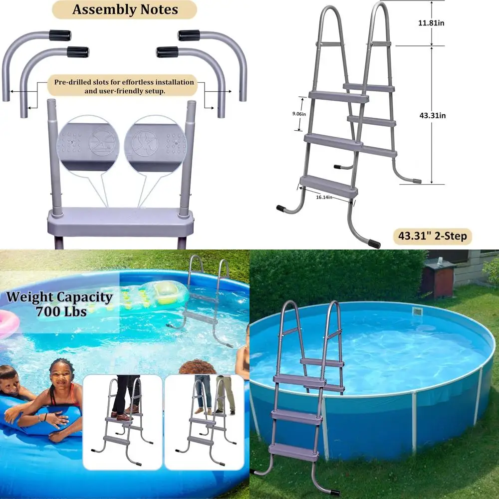 

Универсальная сверхмощная стальная лестница для бассейна с нескользящими ступеньками для надземных бассейнов