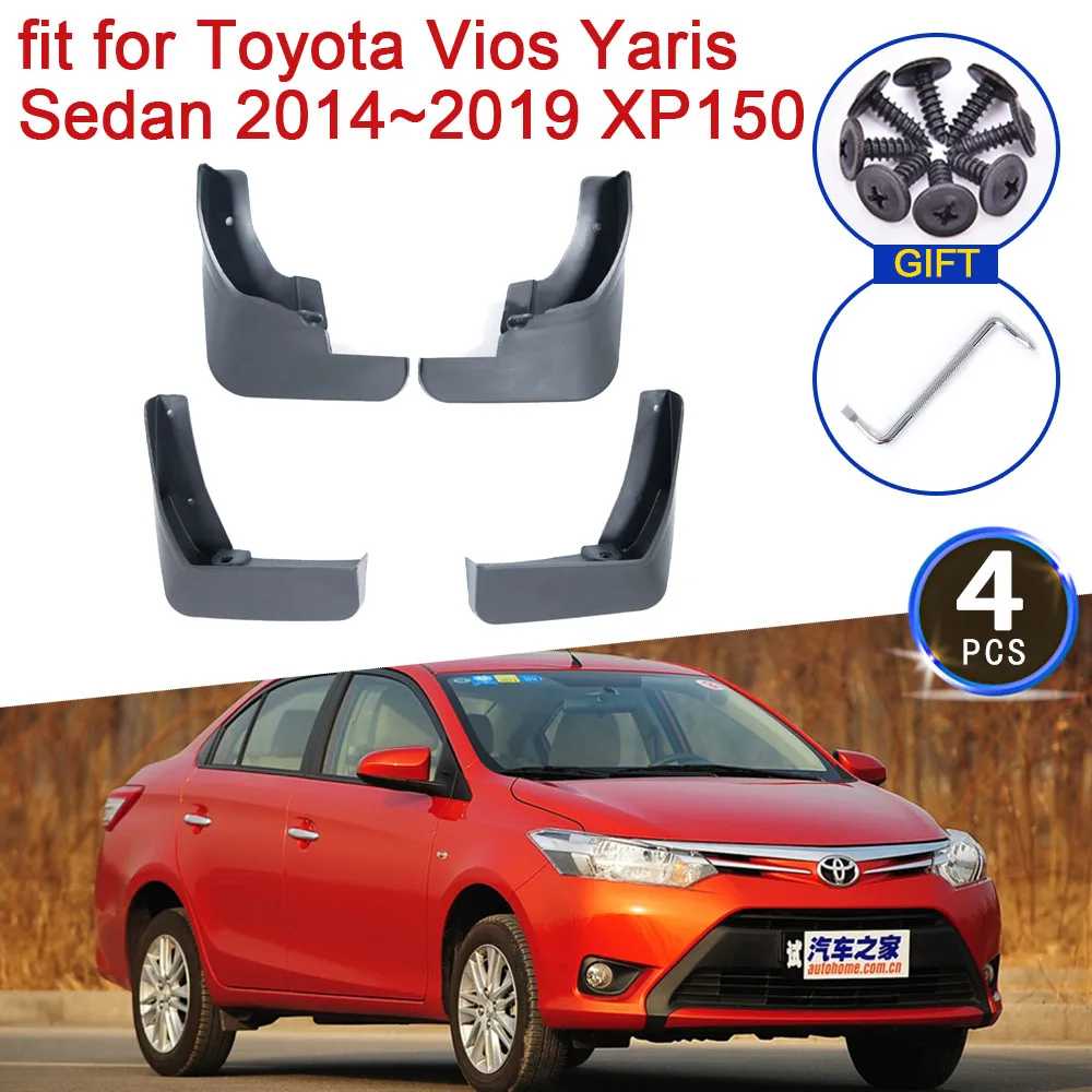 MudFlaps for Toyota Vios 3 III Yaris Sedan XP150 2014~2019 2015 Mudguards Front Rear Wheel Splash Fender Accessories Car Styling