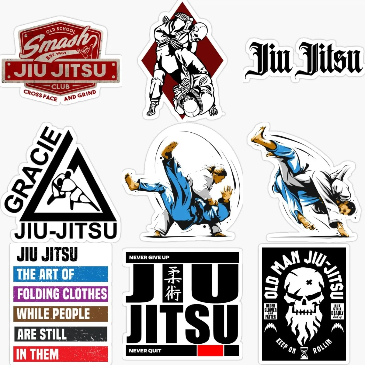 Jiu Jitsu Fighting Skills PVC Material Stickers for Wall Room Bicycle Laptop Motorcycle Car Door Window Decal Accessories