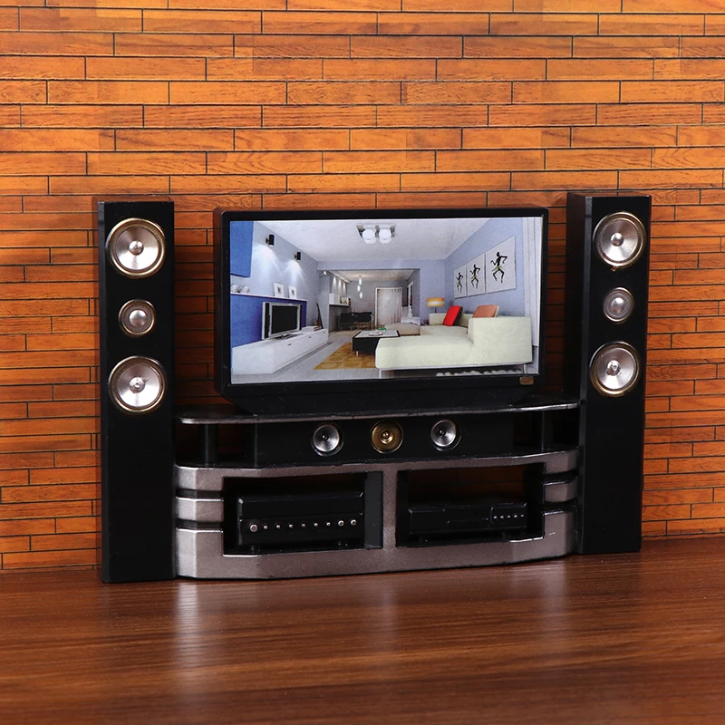 Mini TV de Casa de Bonecas 1/12, Ornamento de Áudio, Decoração de Móveis para Sala de Estar, Decoração de Micro Cena para Casa de Bonecas, Brinquedos
