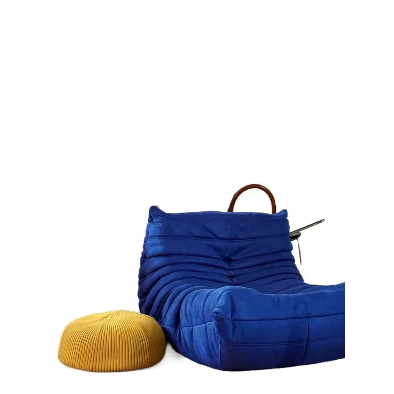 

Lazy sofa caterpillar Bauhaus blue corner single fabric sofa chair
