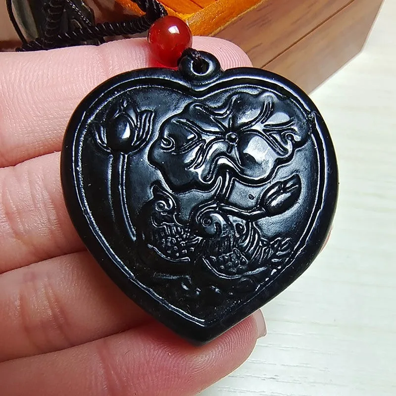 

Подвеска-сердце из темно-зеленого нефрита «Мандариновая утка», классический универсальный парный нефритовый кулон