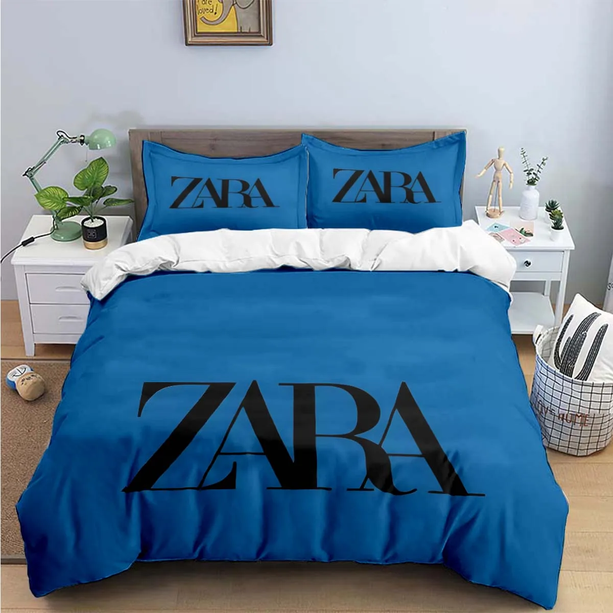 절묘한 Z-Zara 로고 프린트 침구 세트, 절묘한 침대 용품 세트, 이불 커버, 침대 이불 세트, 럭셔리 선물
