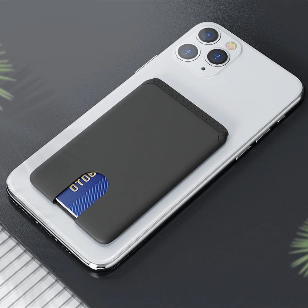 Mobile Phone Card Holder Stick on Anti Falling Credit Cardholder Easy Push 3M Adhesive Soft Silicone Phone Wallet Compatible