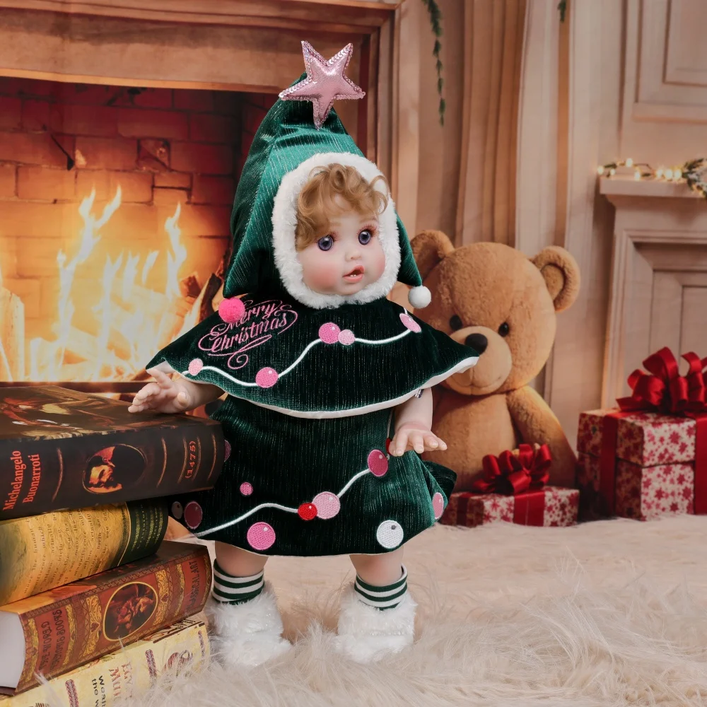 Cloveray 45 cm Originale Full Body Vinile Realistico Reborn Baby Doll 18 pollici Peluche Albero di Natale Realistico Vinile Doll Kid Regalo di Natale