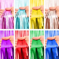 Party Backdrop Curtain Glitter Red Rose Gold Pink Tinsel Fringe Foil Curtain Birthday Wedding Decoration Adult Anniversary Decor