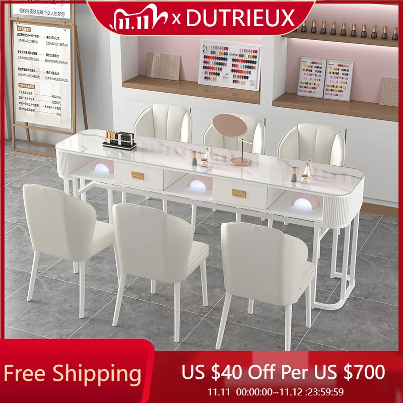 

Makeup Square Nail Desk Reception Cleaning Designer Hand Nail Desk European Professionals White Wood Nageltisch Salon Furniture