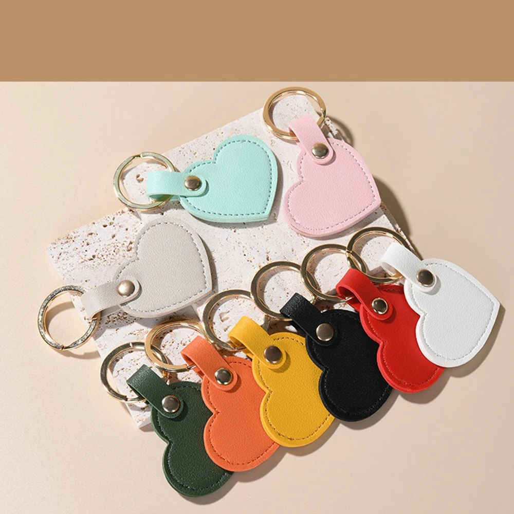 10Pcs Leather Heart Key Chain Leather Heart Personalized Keychain Women Car Key Holder Home Key Ring Charm Bag Car Pendant Gift