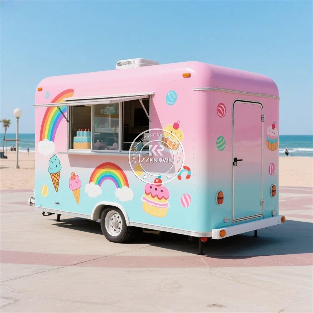 

Мобильный прицеп для еды, полностью оборудованный кофейным киоском, уличная тележка для мороженого, индивидуальный концессионный грузовик для еды с полной кухней