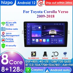 Autoradio 9 ''4G + WIFI per Toyota Verso R20 2009 - 2018 Wireless CarPlay Android Auto No 2 din 2din Autoradio DAB USB DVR RDS Cam