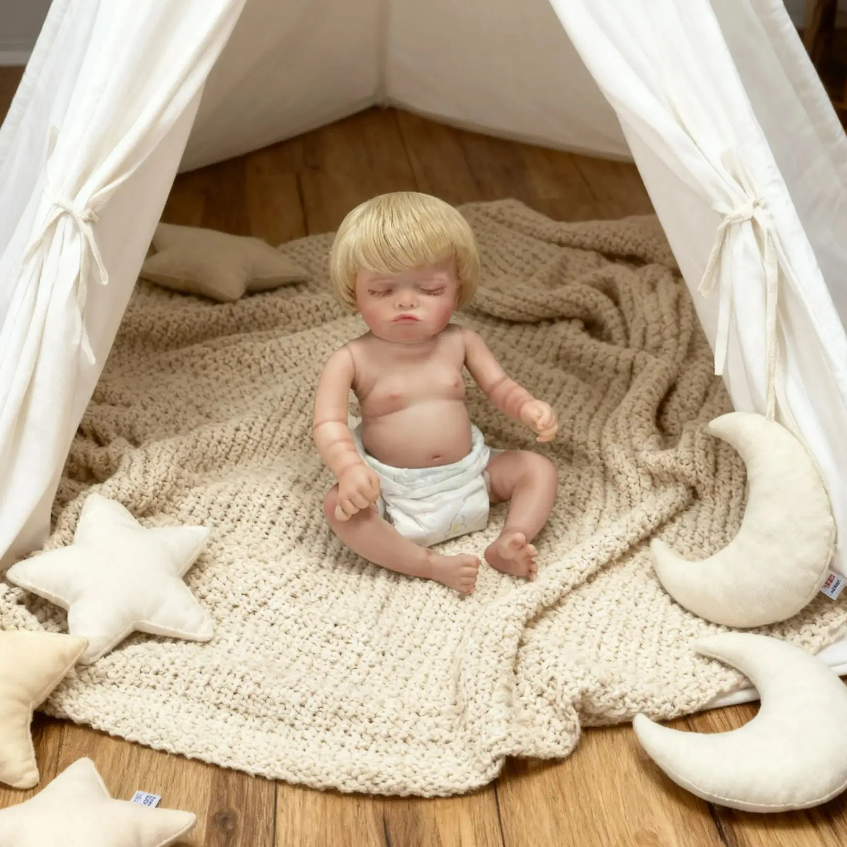 45cm 리본 인형 로잘리 귀여운 잠자는 아기 소녀 풀 비닐 바디 핸드 루팅 헤어 수집용 비닐 베이비 인형