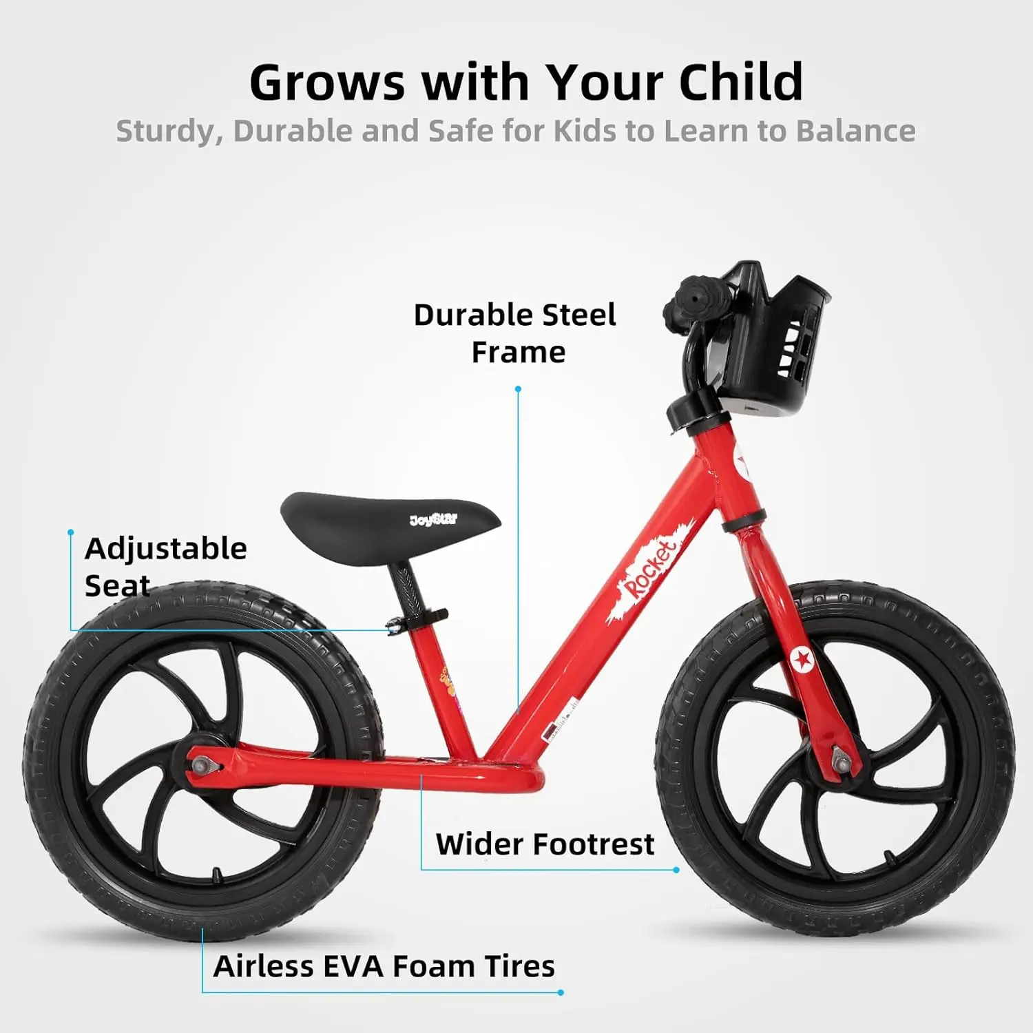 12/14 Inch Kids Balance Bike for 18months-5 Years Old Boys Girls, Lightweight Toddler Balance Bikes with Footrest and Handlebar