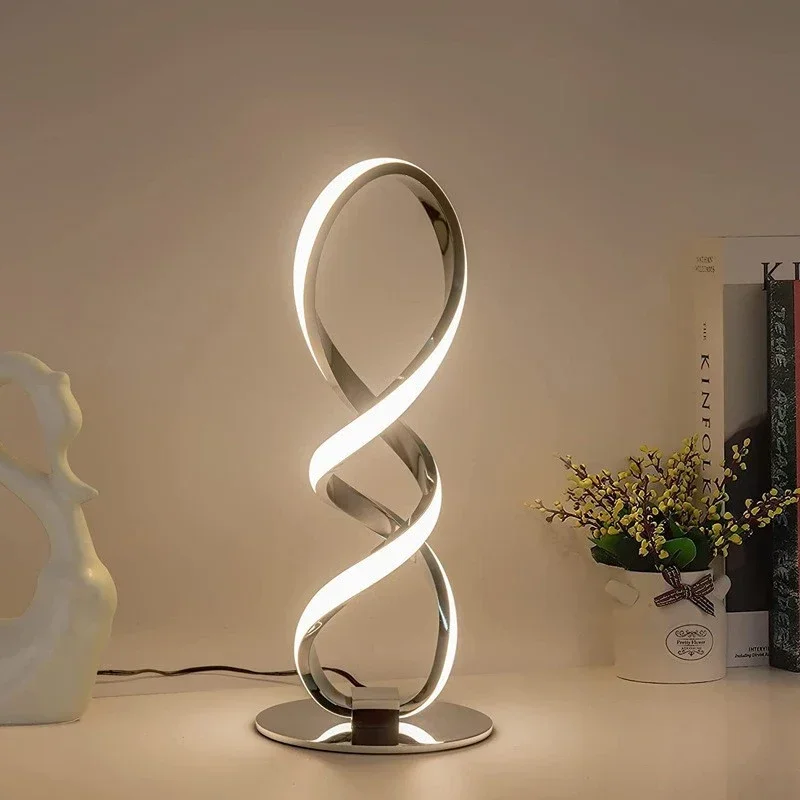 Ascelina LED Table Lamps Minimalist Lines Black White Lights For Study Makeup Desk Bedside Living Room Bar Decorative Fixtures