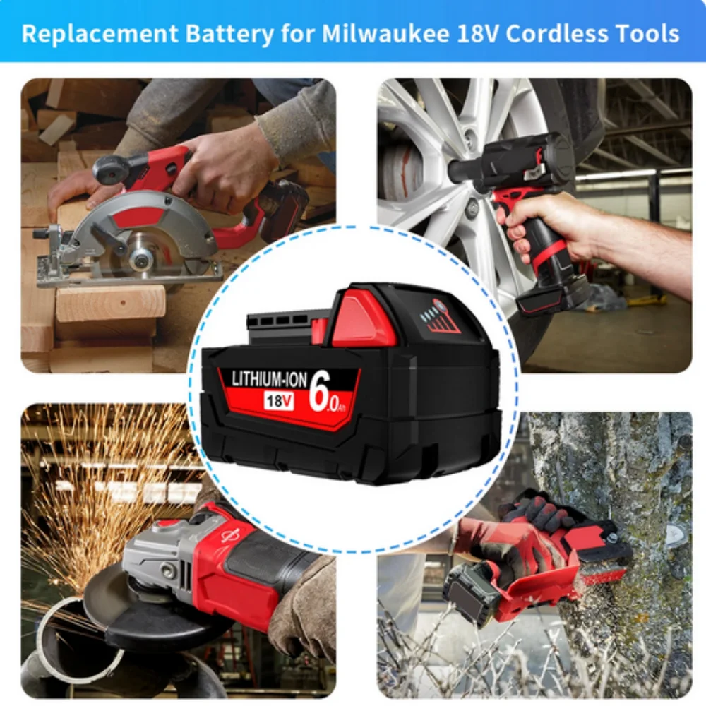 Batterie aste pour Milwaukee M18, 21700 cellules XC, 18V, 9.0, 8.0, 6.0, 24.com M18B5, 48, 11, 1860, chargeur, outil électrique