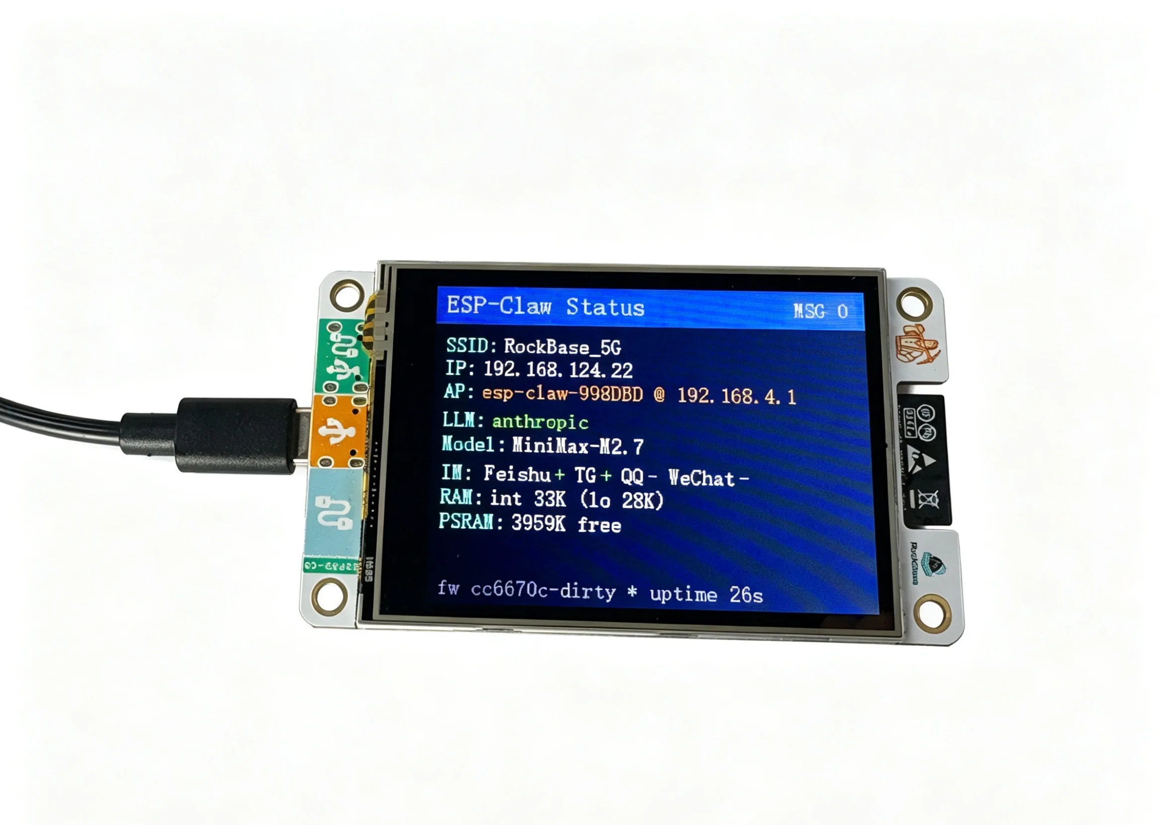 Płytka NM-CYD-C5 AI Agent Board dla urządzeń IoT, ekran 2.8 cala, dwuzakresowe WiFi, ESP32-C5, kompatybilna z GPT Claude DeepSeek — zdjęcie produktu 4