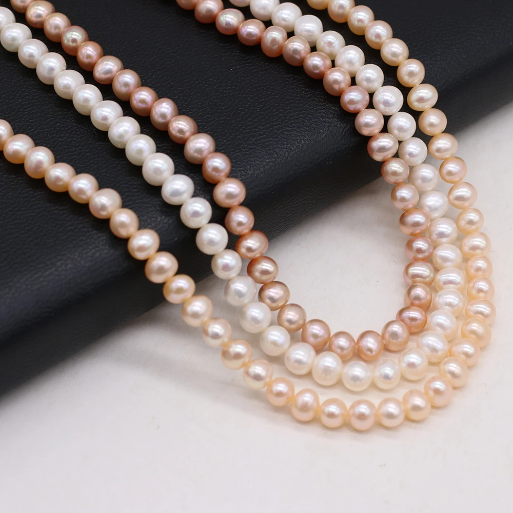 5-5.5mm Natural Zhuji Freshwater Pearl Beads Loose Round Punch Bead for Jewelry Making Diy Necklace Bracelet Accessories