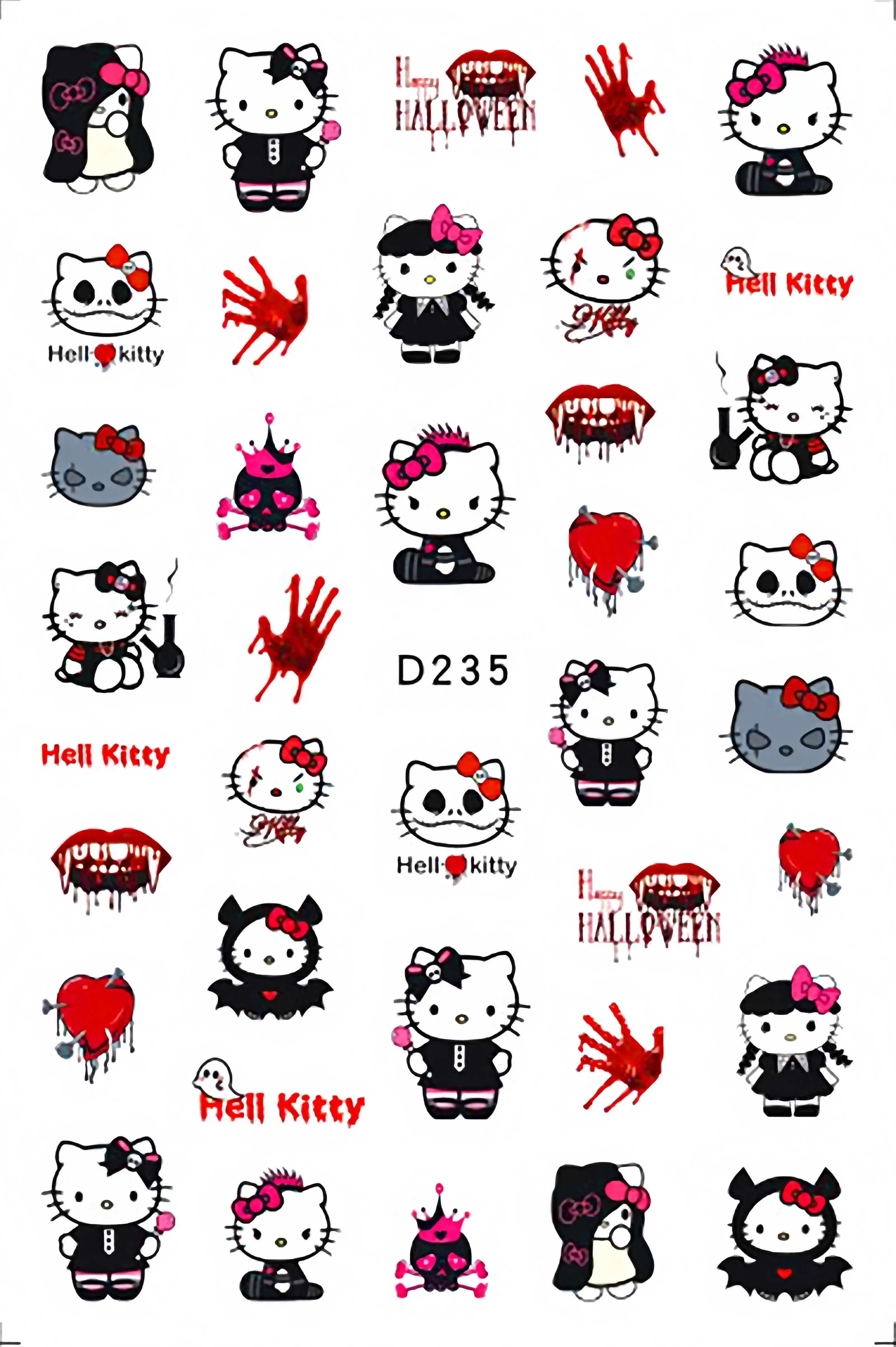 Paquete de pegatinas de dibujos animados estilo Halloween Sanrio, Hello Kitty Kuromi, accesorios de animación, decoración, juguetes para niños