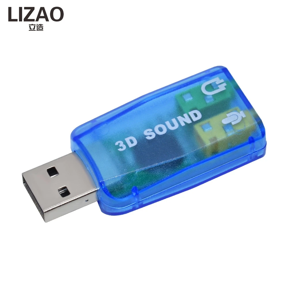 LIZAO Mini USB External Sound Card 3D Stereo 5.1 Audio Adapter USB to 3.5mm Mic/Headphone Jack for Laptop/PC