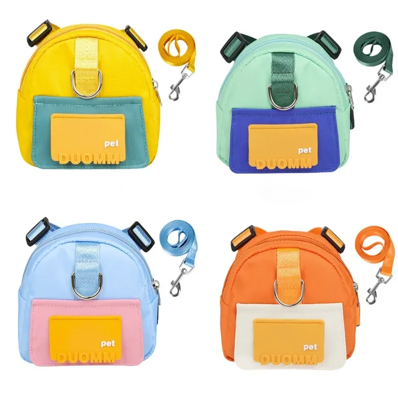 Pet Backpack With Harness Collar Outdoor Travel Portable Dog Training Treat Pouch Puppy Snack Reward Waist Bag Dogs Poop Bags