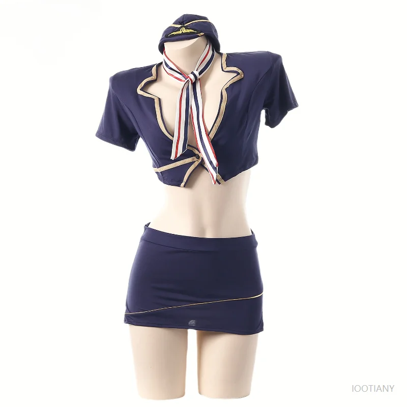 Sexy Stewardess Uniform Role Play Costume Female Short Skirt Suit Adult Ladies Secretary Ol Role Play Costume Underwear Nightdre
