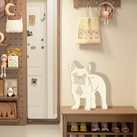 French Bulldog Wooden Wall Decor DIY Paintable - 32.1x25.8cm Unpainted Laser-Cut Dog Silhouette, Custom Wall Art Craft Kit