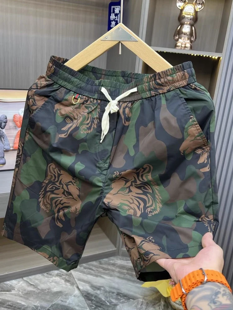 

Retro American Sle Men's Camouflage orts Slim Fit Workwear Summer Casual Pants Trendy Five-Quarter Length Breathable