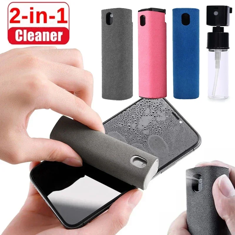 2-In-1 Screen Stofverwijdering Microfiber Doek Veeg Spray Fles Set Laptop Tablet Screen Cleaning Tools Draagbare cleaner