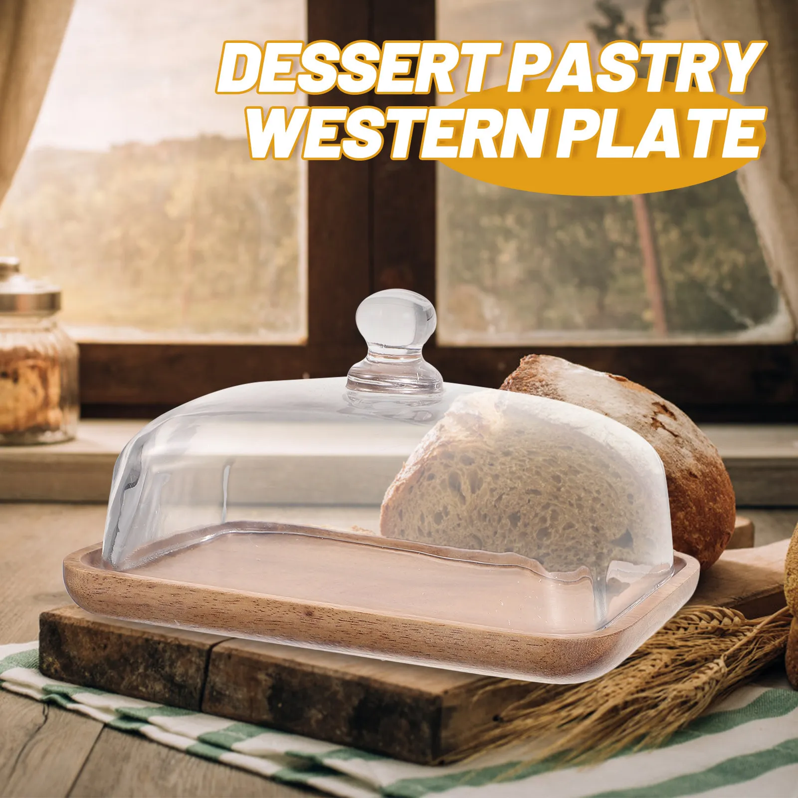

Versatile Cake Tray with Glass Dome Cover for Food Display and Protection Suitable for Birthday Wedding Party Camping Dining