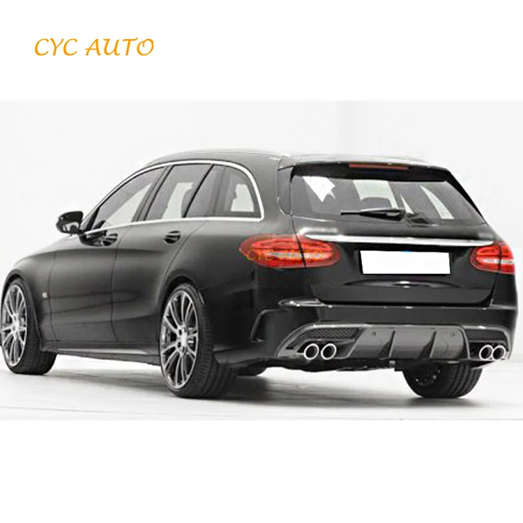 Rear bumper diffuser with pipe B style for Mercedes Benz C CLASS W205 2014 2015 2016 2017 2018 2019 C180 C200 C250 C300