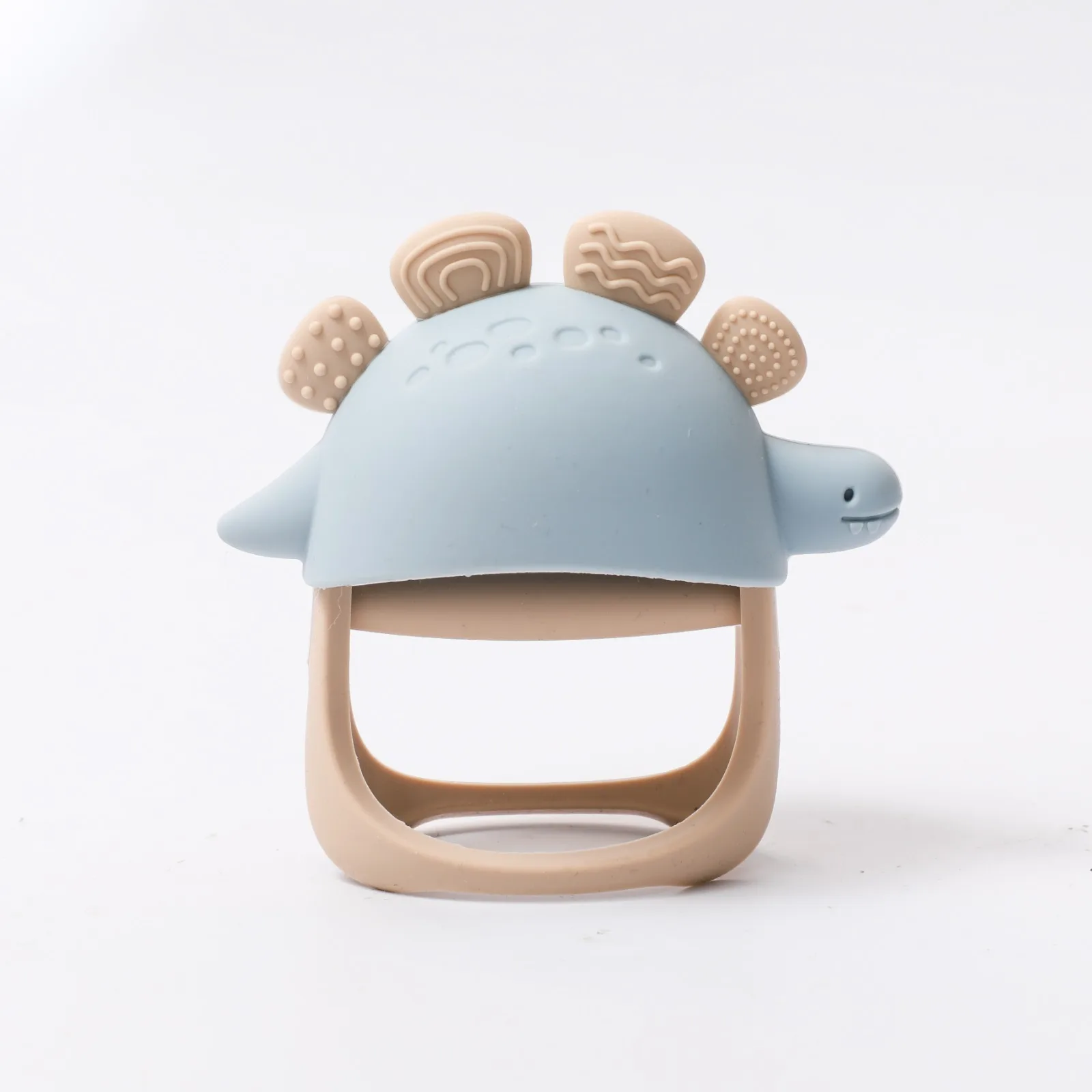 Baby Silicone Teether Rattle, Dumbbell Shape Infant Sensory Toy, Soft & Durable, Easy to Clean, Color & Shape Learning