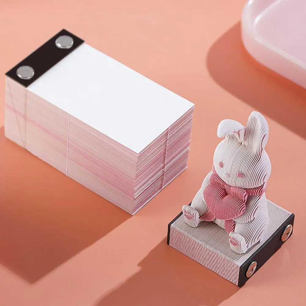 Omoshiroi Block 3D Notepad Cute Bunny Notes Three- Dimensional Rabbit Memo Pad Paper Notes Kawaii Desk Decoration Accessories