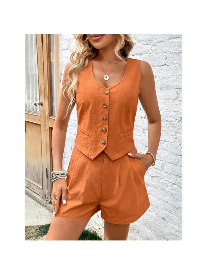 

Summer 2025 Women's Casual Two-Piece Set Vest And orts Comfortable Breathable Sportswear for Ladies