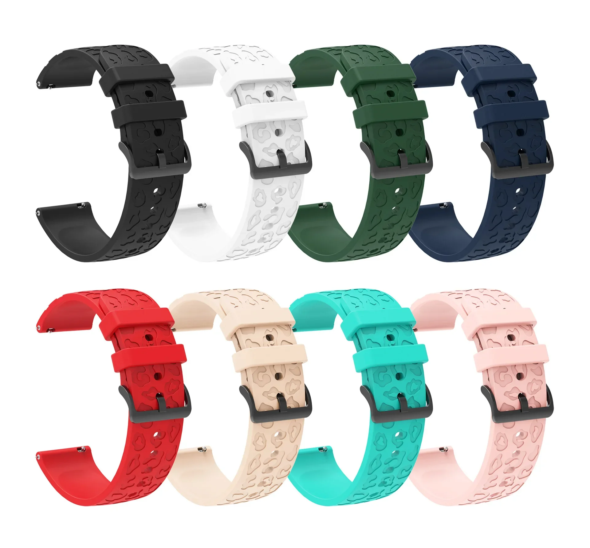 20mm ヒョウ柄シリコン時計ストラップ Huawei 社の時計用 20mm プリントモノクロシリコンストラップ