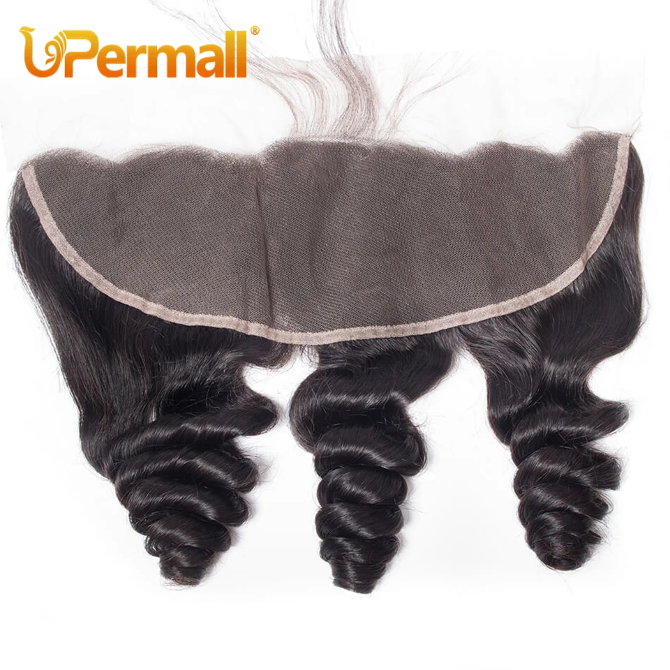 Upermall Loose Wave 5x5 4x4 Lace Closure Pre Plucked Swiss HD Transparent 13x4 Ear To Ear Frontal Free Part 100% Remy Human Hair