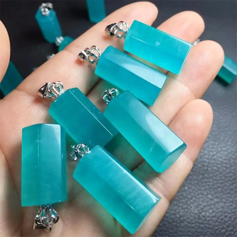 

Natural Amazonite Hexagonal Prism Pendant Crystal Carving Polishing Mature Charm Jewelry Birthday Present Holiday Gift 13-15mm