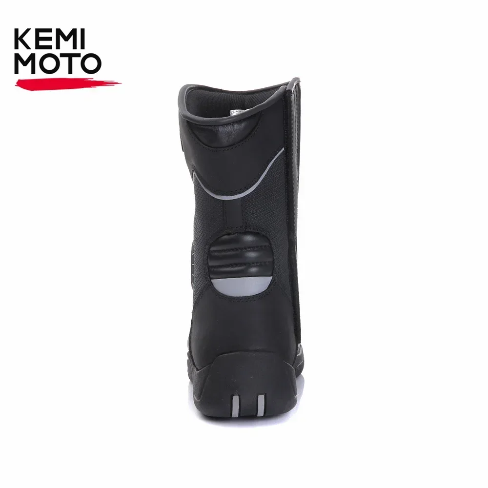 Motocross Racing Shoes Motorcycle Men Boots Motorbike Off-road Mid-Calf Boots Protective Gear Touring Waterproof Leather Black