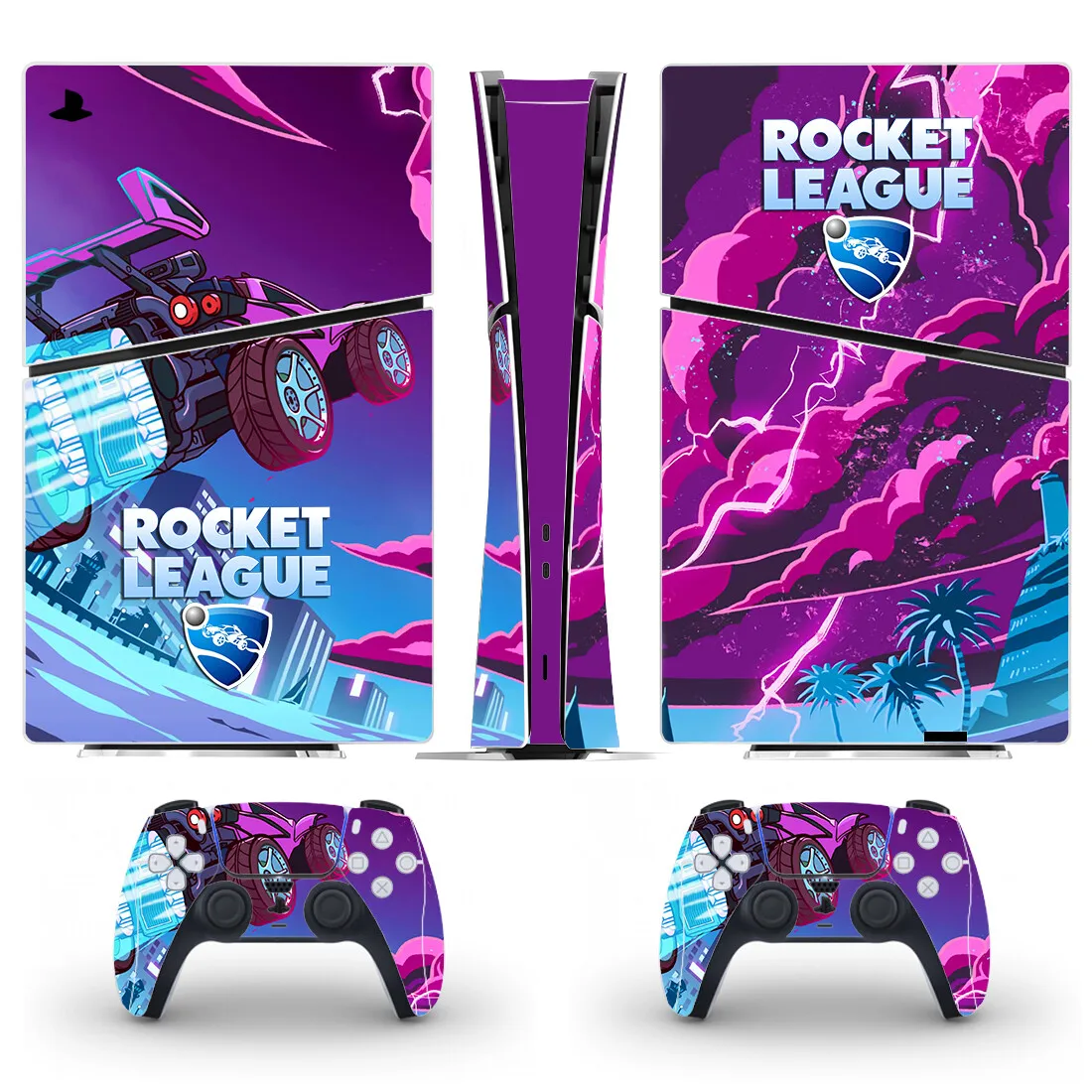 غطاء لاصق جلدي رقمي نحيف من Game Rocket League PS5 لوحدة التحكم و2 وحدات تحكم جديدة من الفينيل النحيف PS5 #4