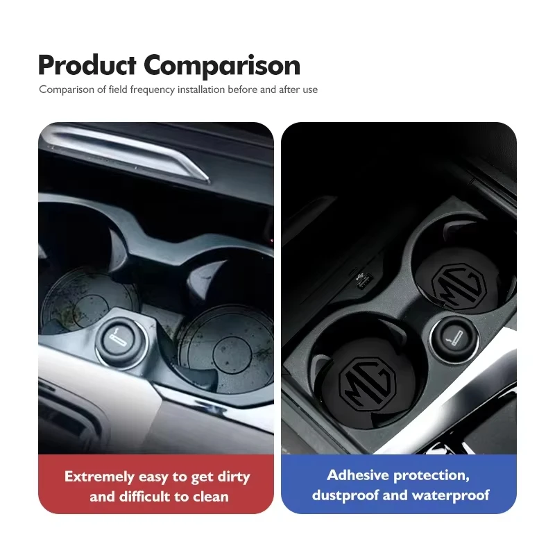2Pcs Fashion Leather Car Cup Holder Coasters Mats For MG ZS MG4 EV MG5 MG HS MG3 MG6 Anti-Slip Stylish Protector Universal