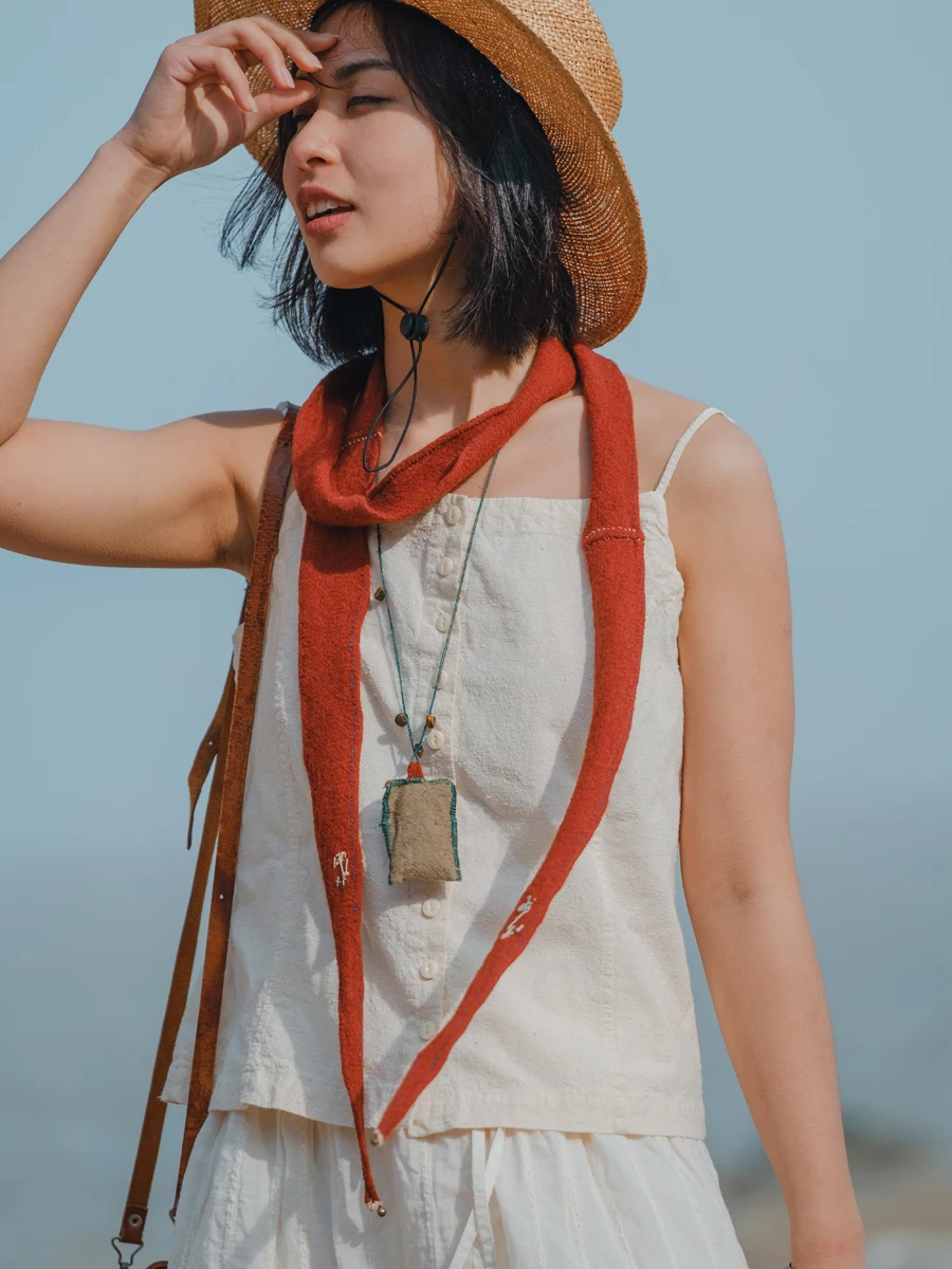 

Namsan Indigo Women's Cotton Lin Texture Knotted Strap Vest Original Design Regular Fit Light Weight Single Button Closure