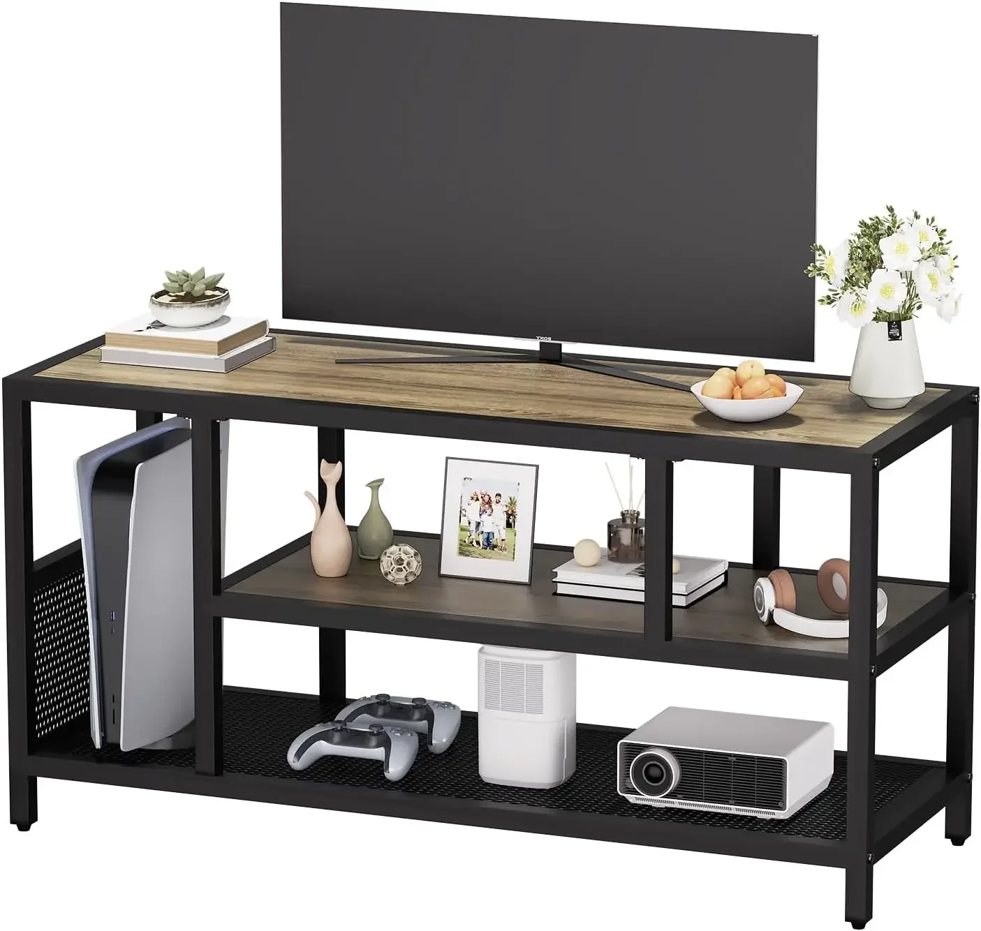 Industrial TV Stand for TV up to 65 inch,| TV Cabinet with 2 Tier Storage Shelves for Living Room, Metal Frame,|tv Stands for