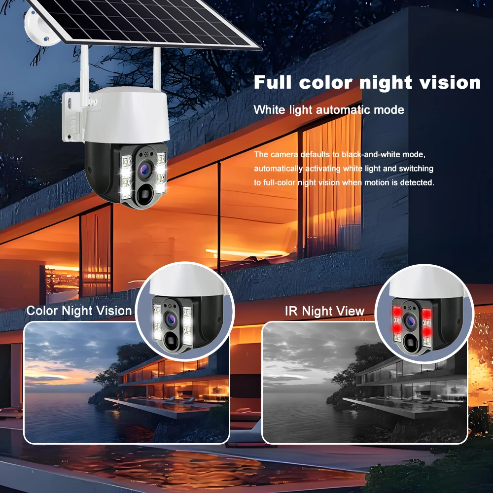 5PM HD كاميرا تعمل بالطاقة الشمسية واي فاي في الهواء الطلق للرؤية الليلية PIR كشف الإنسان مقاوم للماء المنزل الذكي الرقمية 10X التكبير CCTV مراقبة الفيديو #6