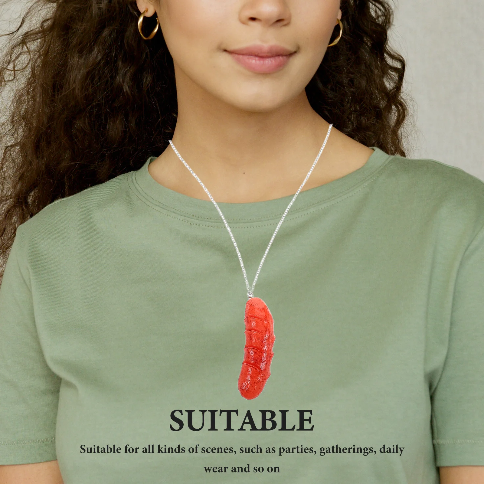 

Fake Food Necklace Funny Jewelry Realistic Hot Dog Pendant Dress up Accessories Plastic Lovers Food Chain Cartoon