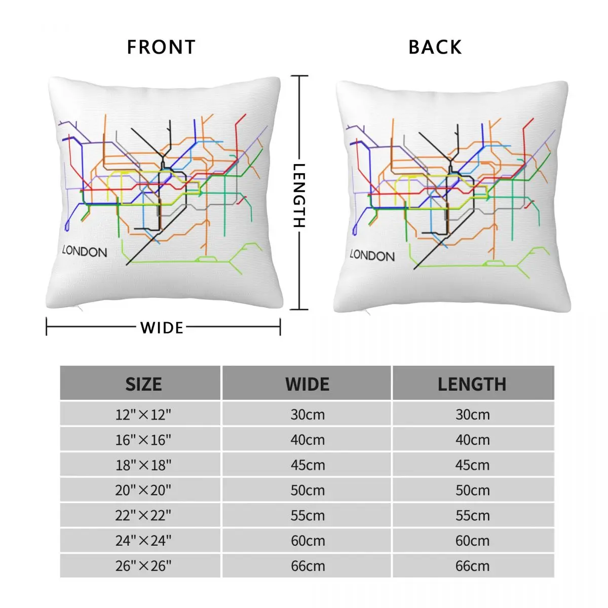 London Underground Subway Map Square Pillowcase Pillow Cover Cushion Decor Comfort Throw Pillow for Home Sofa