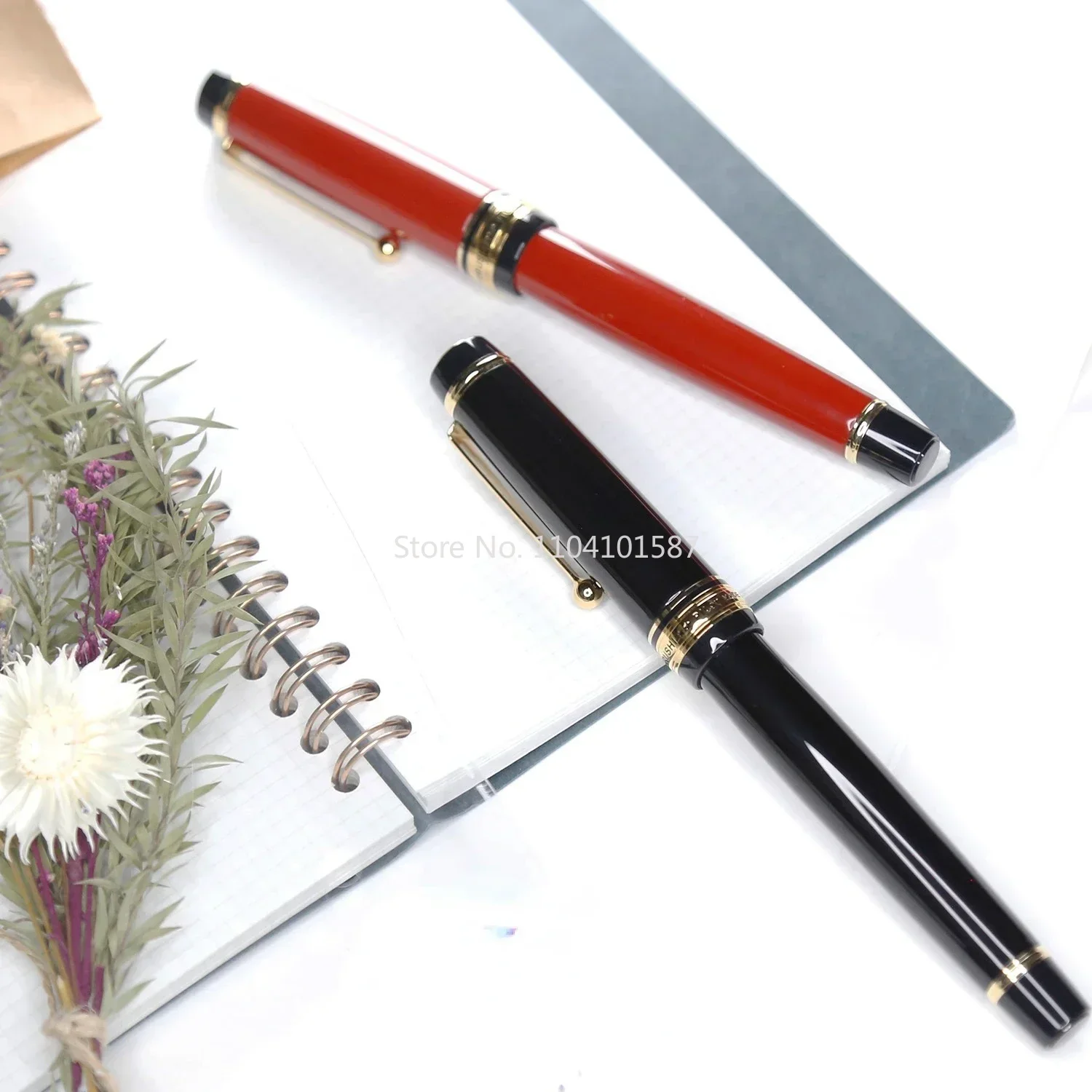 Original PILOT Custom 845 Raw Lacquer Vermilion Black Sophora No. 15 Double Color Point Large 18K Gold Nib Writing Fountain Pen