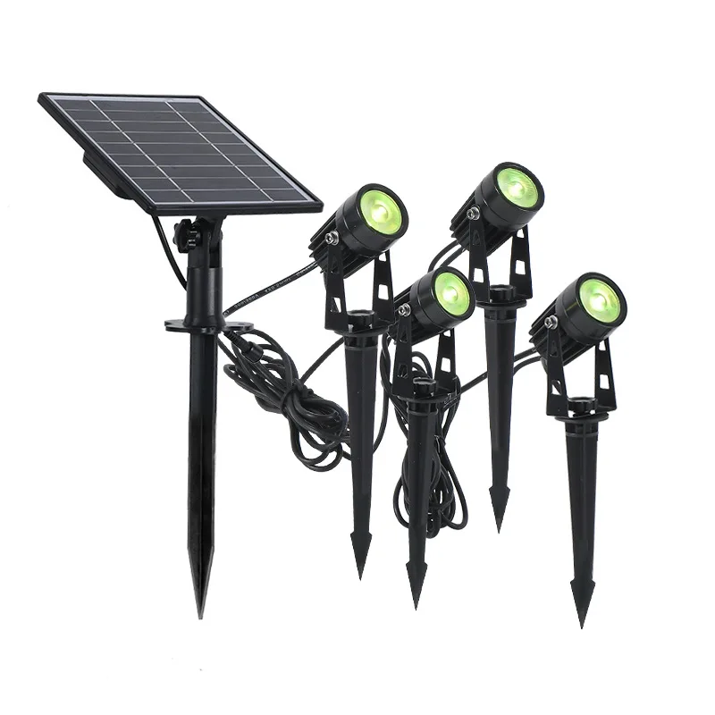 Solar Powered Spotlight 4 Warm White Lights Solar Panel Outdoor Lighting Landscape Yard Garden Tree Separately Colored Lamp