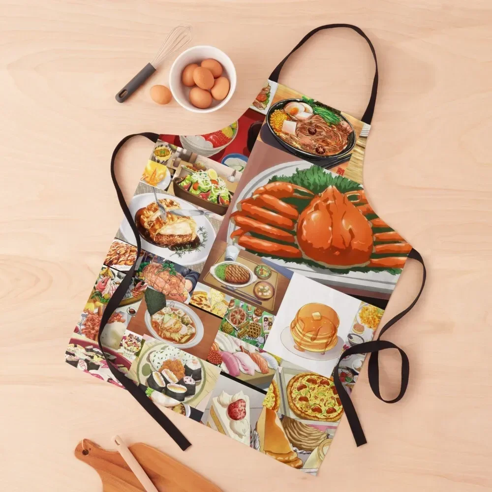 

Anime Food Collage Apron kitchen clothes for men cook wear Kitchens Accessories Women's Apron