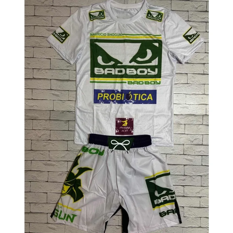 

2026 Anti-Abrasion Fighting Suit Set, White and Green with Brazilian Elements, Breathable and Quick-Drying Training Suit