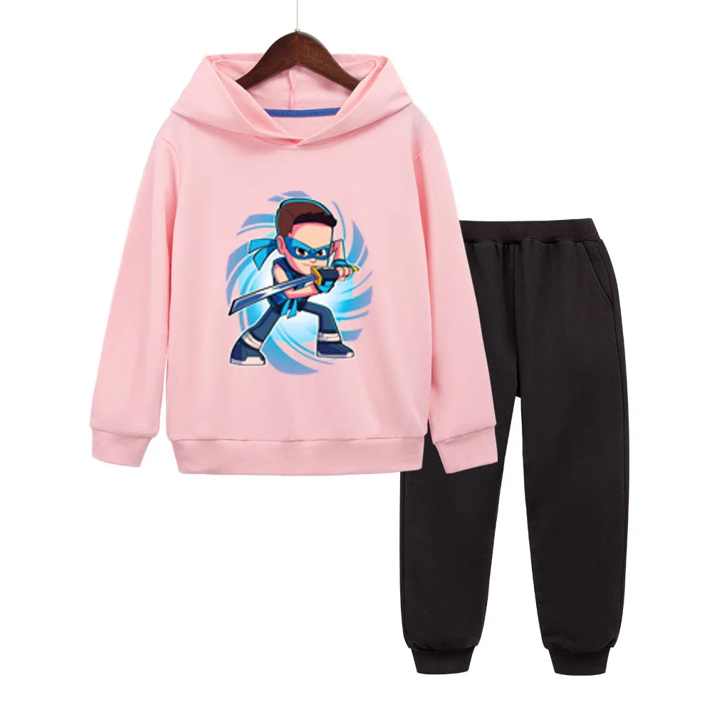 Cartoon NinjaKidz Print Children Hoodies Pants Suit Mystery Ninja boy girl Pullover Sweatshirts two-piece Casual Kids clothes