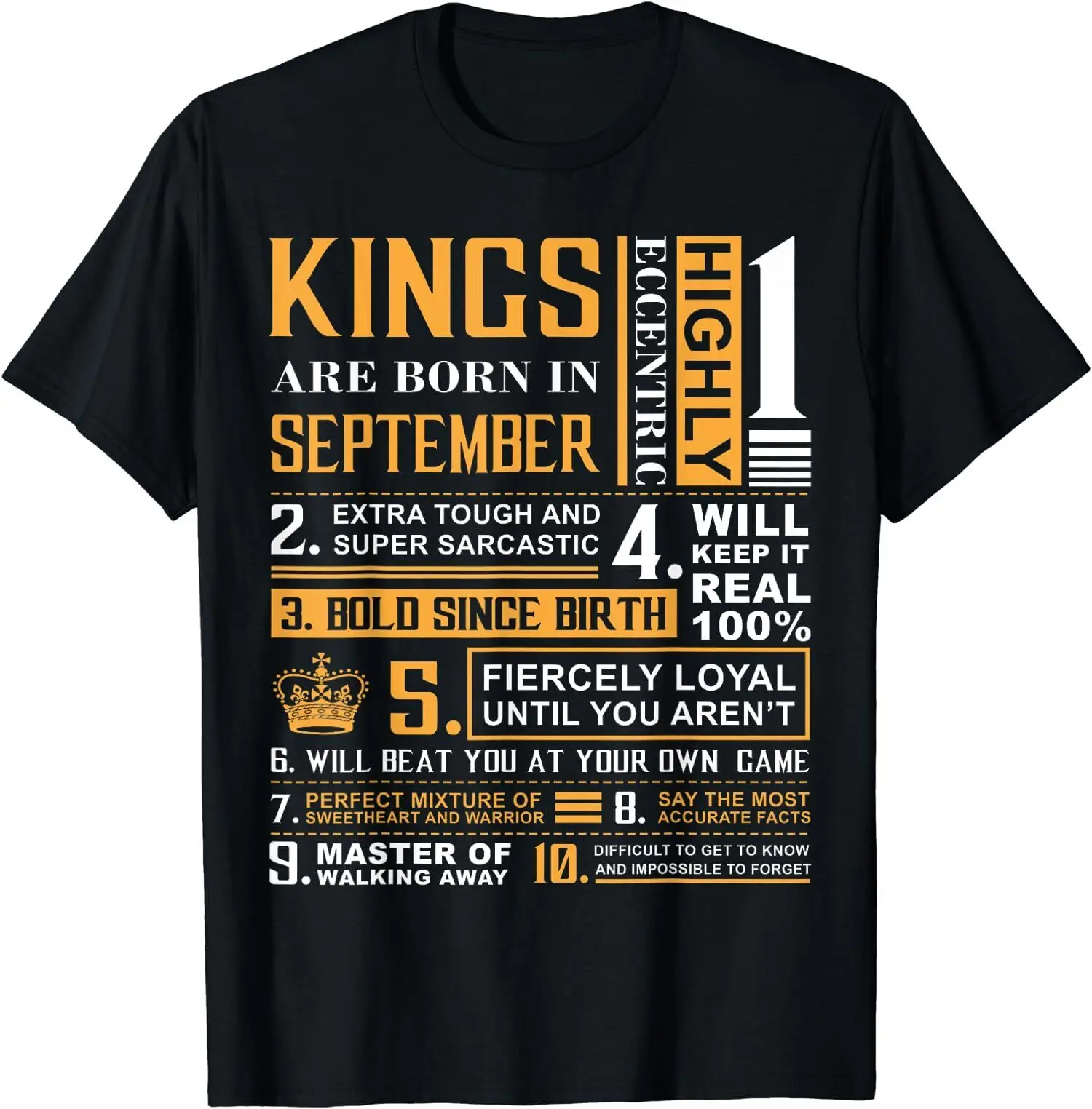 NEW! Kings Are Born In September - Birthday Gifts Idea Men T-Shirt - MADE IN USA