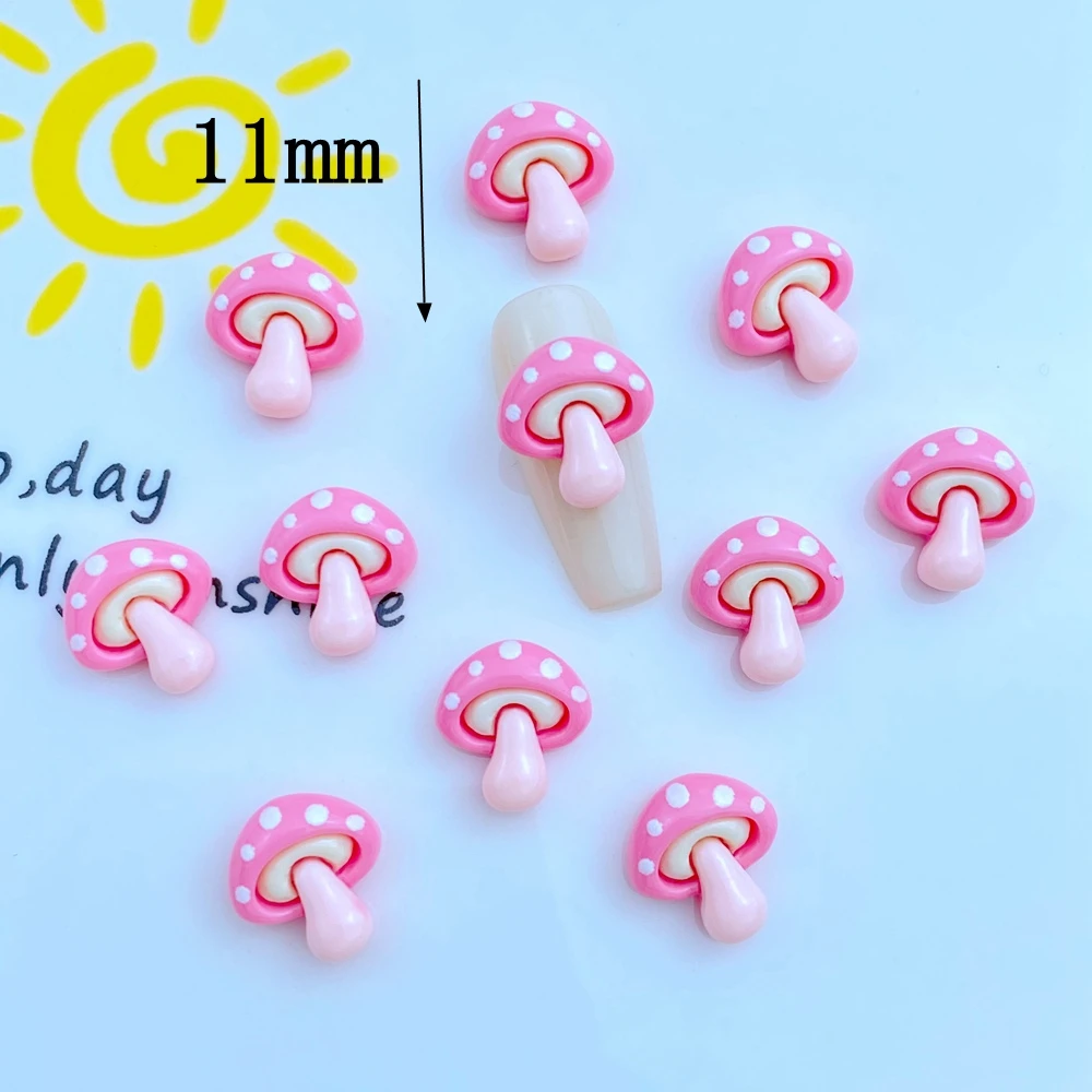 30Pcs DIY Cartoon MiniCute Mushroom Shape Nail Art Decorations Resin Rhinestones 3D Nail Jewelry Charms For Nail Tips